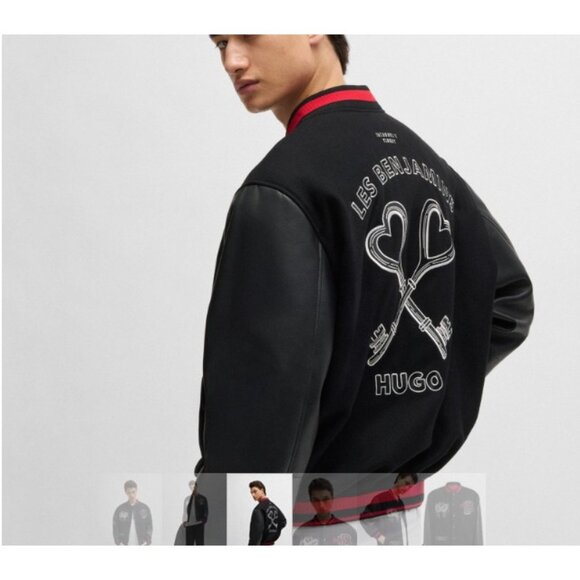 HUGO Boss x LES BENJAMINS Wool Leather Bomber Jacket sz XL NWT MSPR 795 - Picture 1 of 8